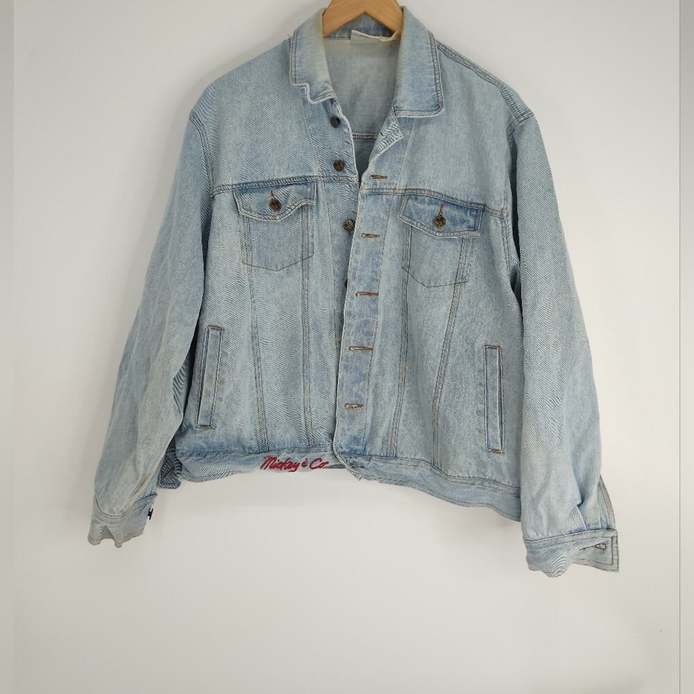 Mickey Disney Vintage Light Wash Jean Jacket Embroidered Y2K Size Medium